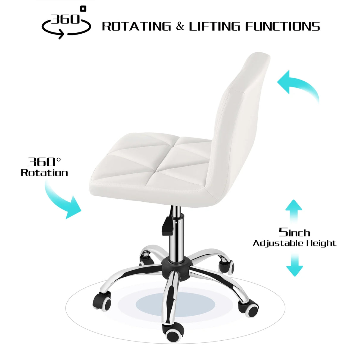 White Armless Swivel Desk Chair T6060