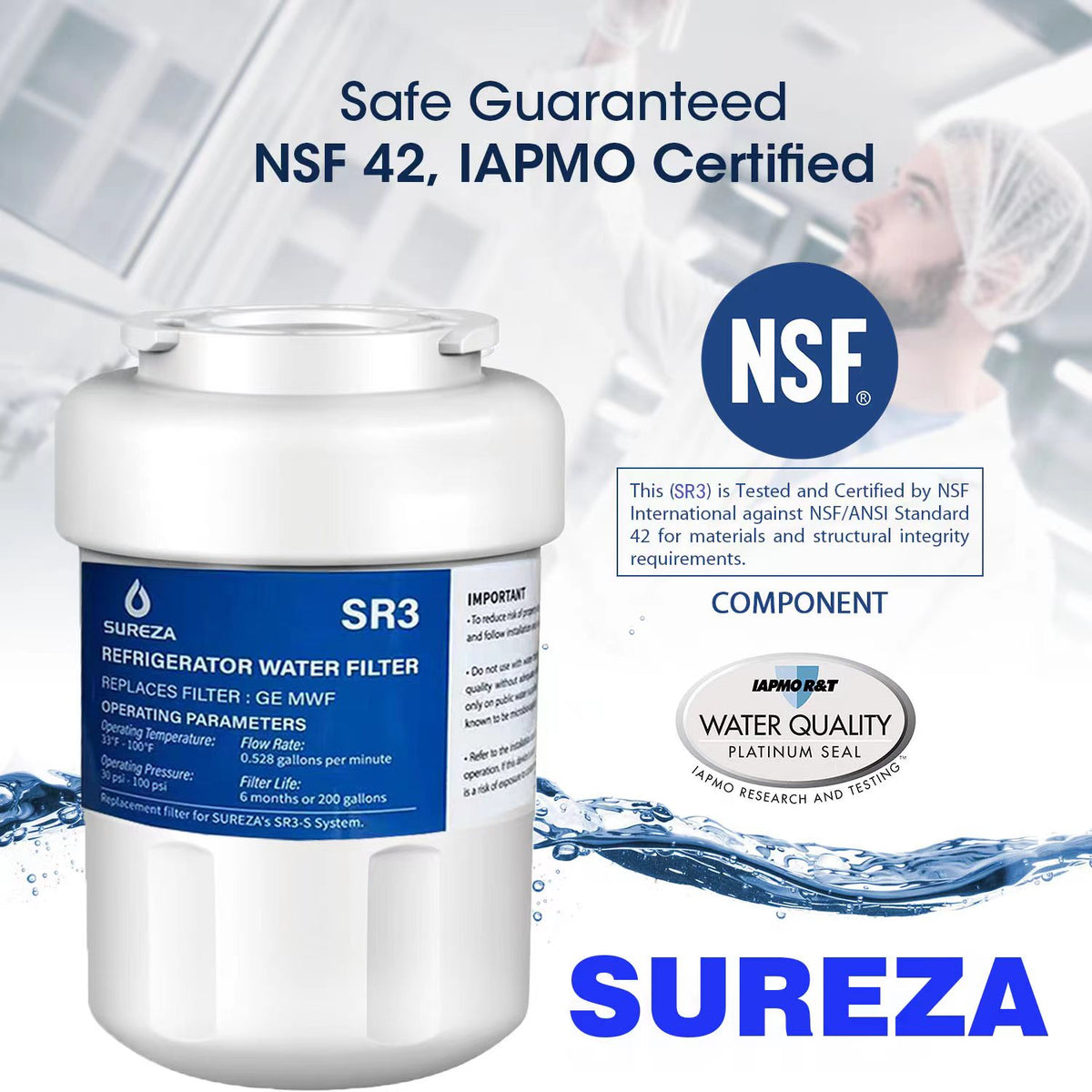 2 Pack MWF Water Filters for GE Refrigerators U2011