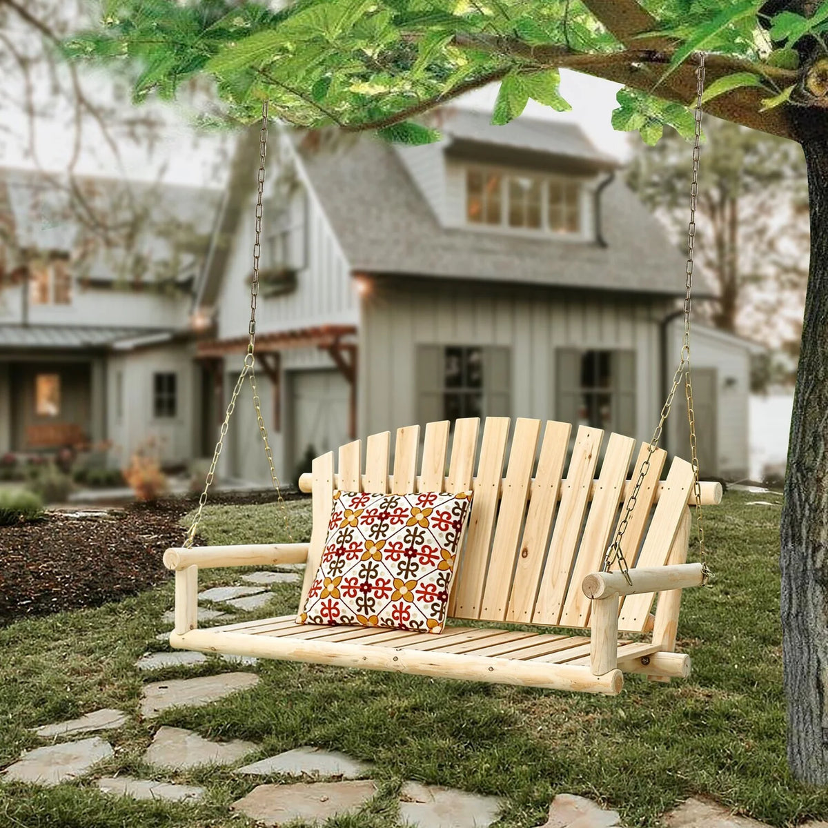 Unfinished Wood Porch Swing With Chains A626