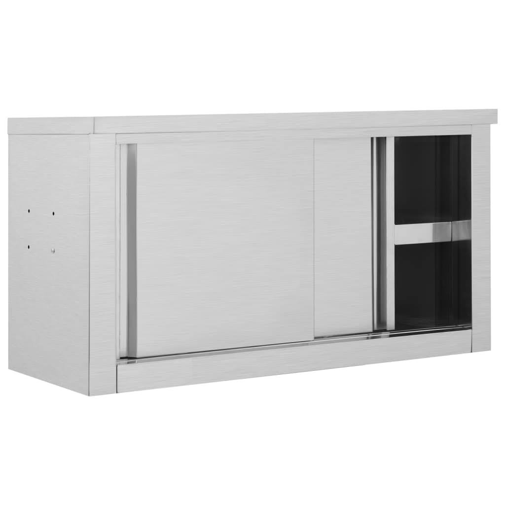 Stainless Steel Kitchen Wall Cabinet with Sliding Doors H77205