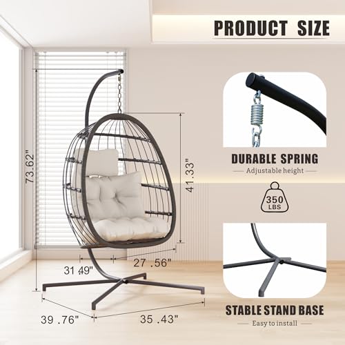Hanging Egg Chair with Stand Cushion X443