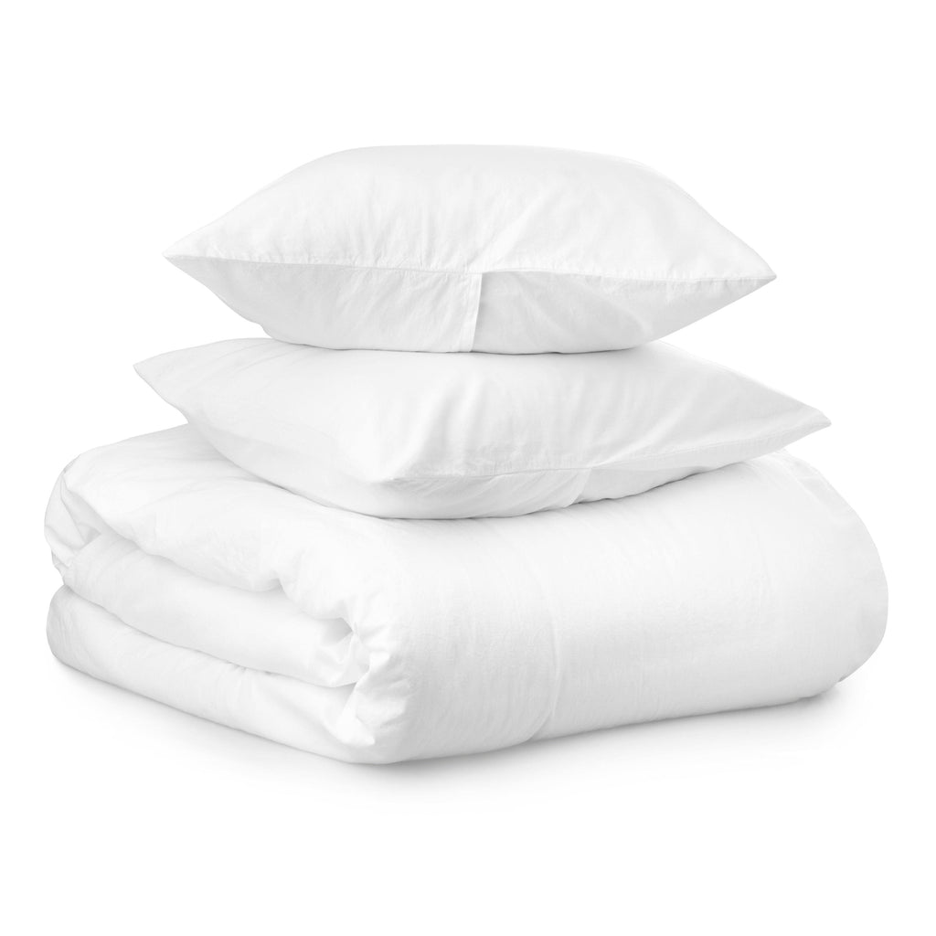 White 3-Piece Percale Duvet Cover Set P296685