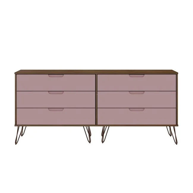 6 Drawer Double Dresser with Metal Legs B54199