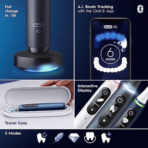 Black Rechargeable Electric Toothbrush with 5 Cleaning Settings, 2 Replacement Heads, Travel Case G96443