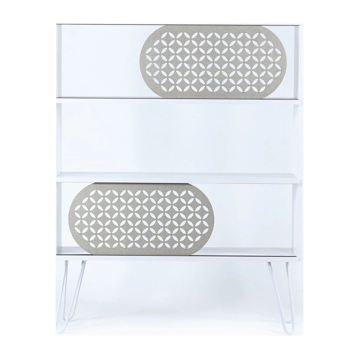 3 Tier White Metal Legs Bookshelf V220169