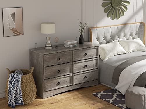 Gray 6 Drawer Dresser with Strip Lights C33889