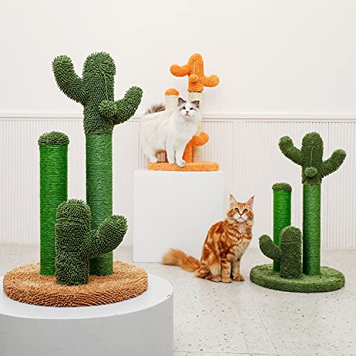 Cat Scratching Post Cactus Cat Scratcher with 3 Scratching Poles and Interactive Dangling Ball F173