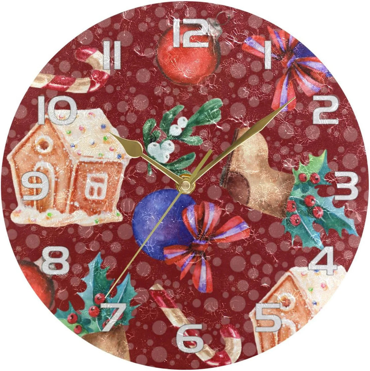 Gingerbread House Wall Clock, Silent Non Ticking 10 Inch Y913131