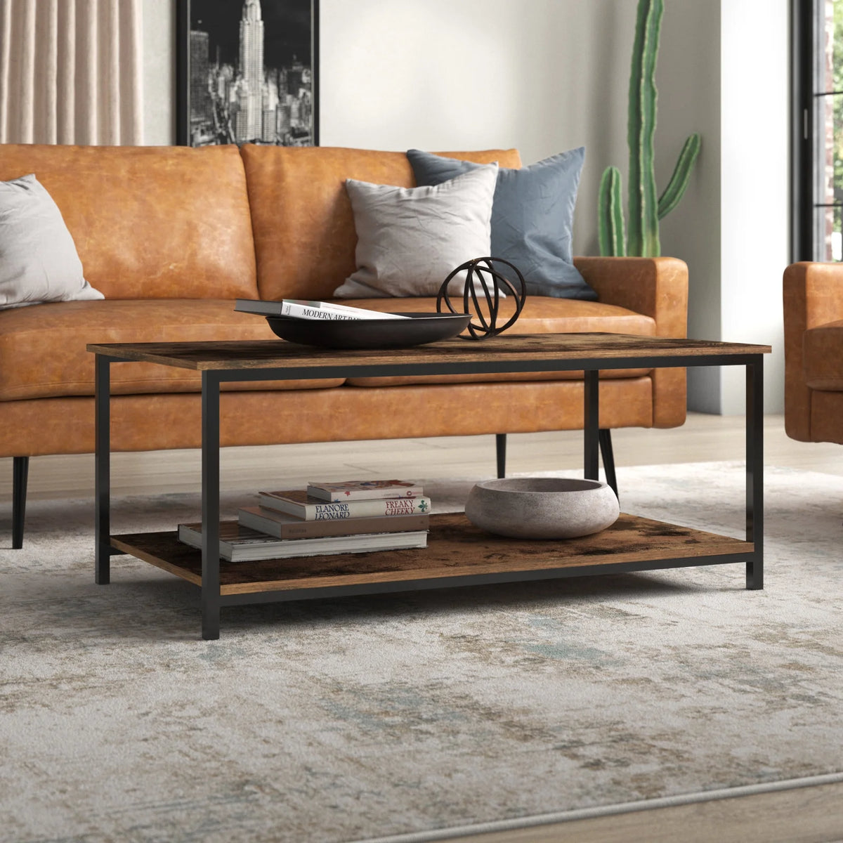 2-Tier Coffee Table with Storage Shelf C340045