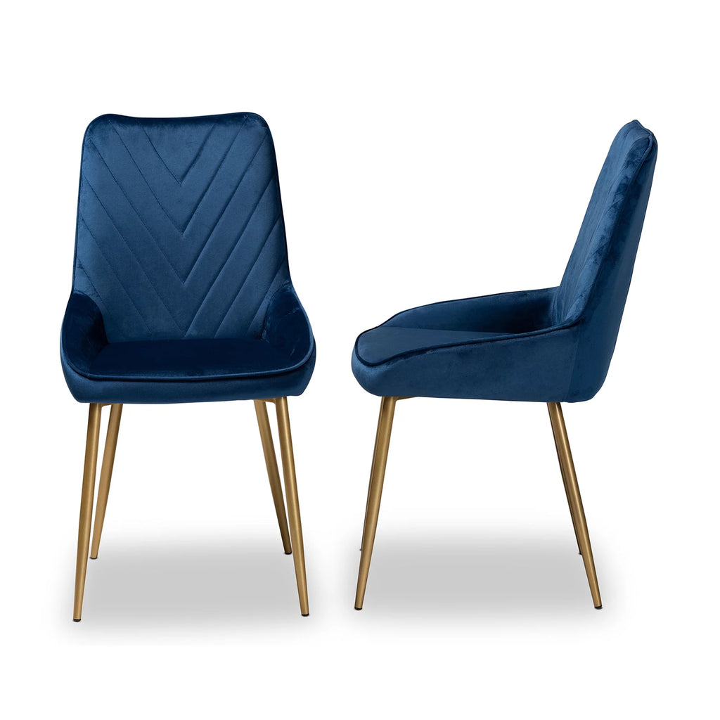 Navy Blue/Gold Dining Chair Set of 2 U9795