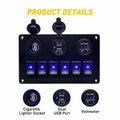 Blue LED Rocker Switch Panel Circuit Breaker Waterproof D437
