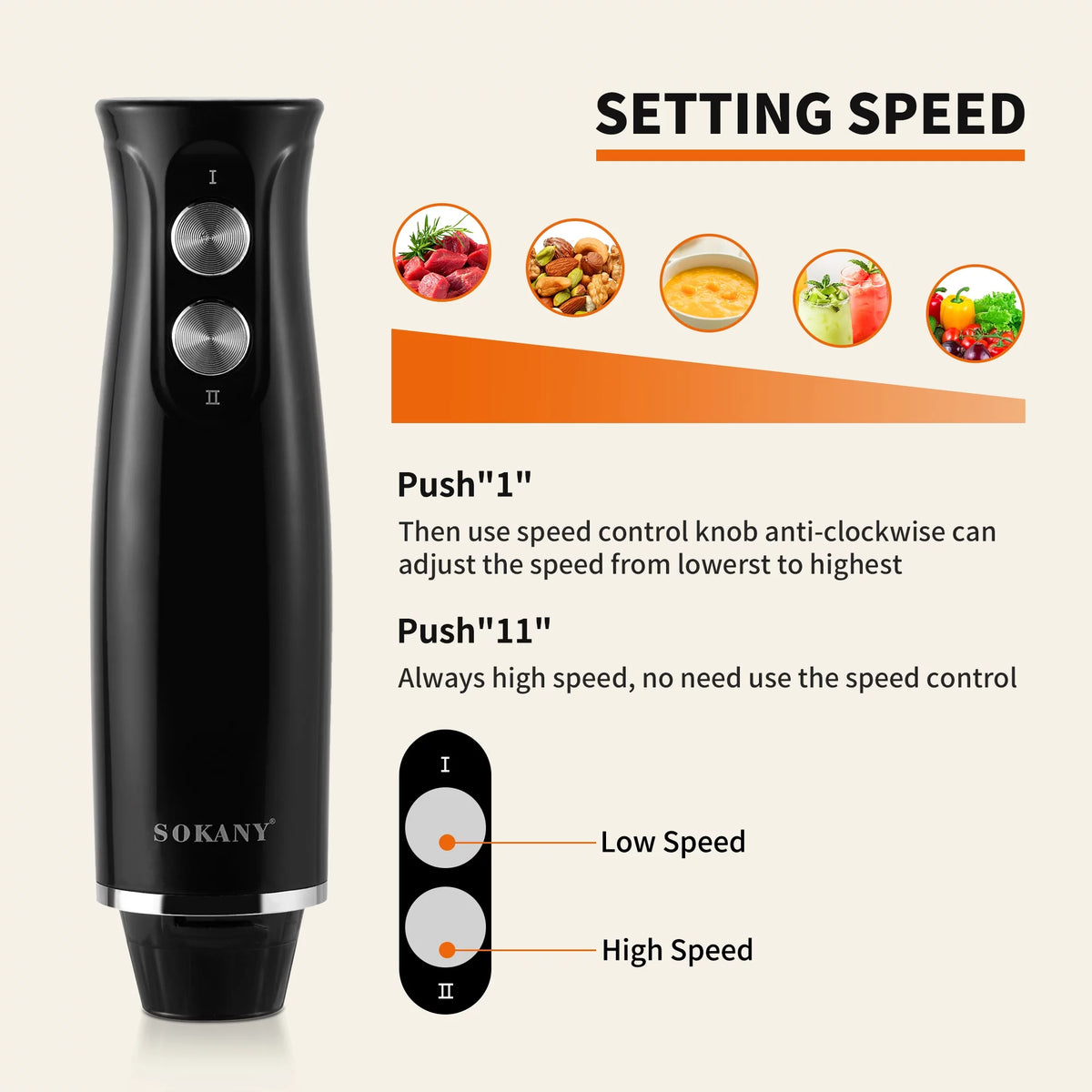 4-in-1 Handheld Electric Kitchen Blender with Stainless Steel Blades T54366