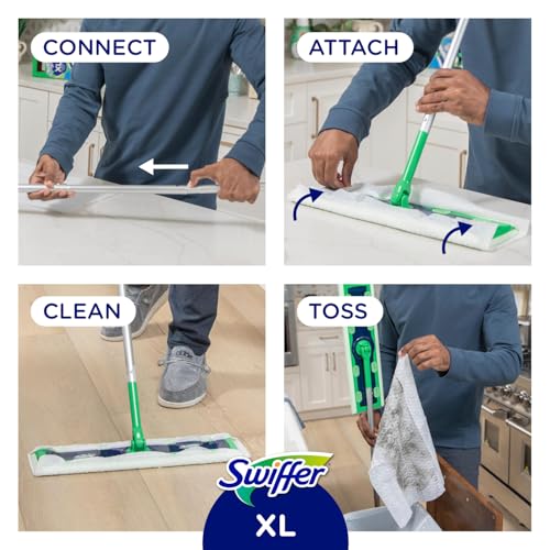 2-in-1 Dry + Wet Floor Mopping Kit with Sweeper, 8 Dry Cloths, 2 Wet Cloths R785553