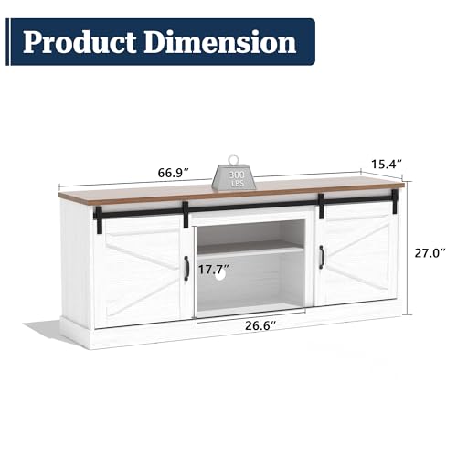 White TV Stand with Fireplace for 70" TV V664