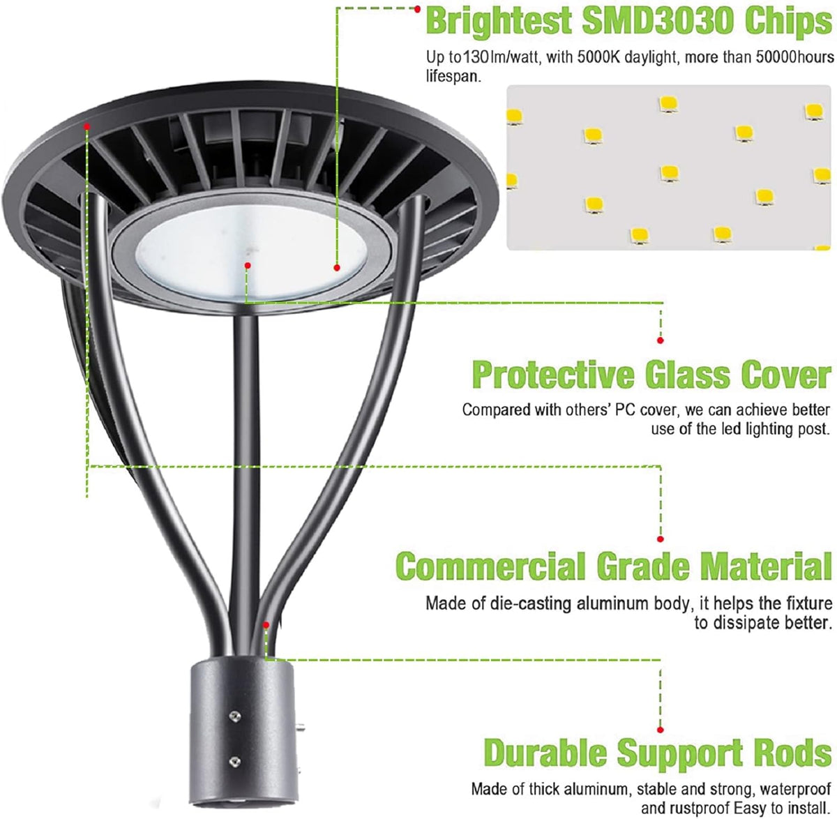 LED Circular Post Top Pole Light 100W 13000LM R937