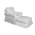 White Fabric Slipcover Swivel Rocking Chair & Ottoman X187373