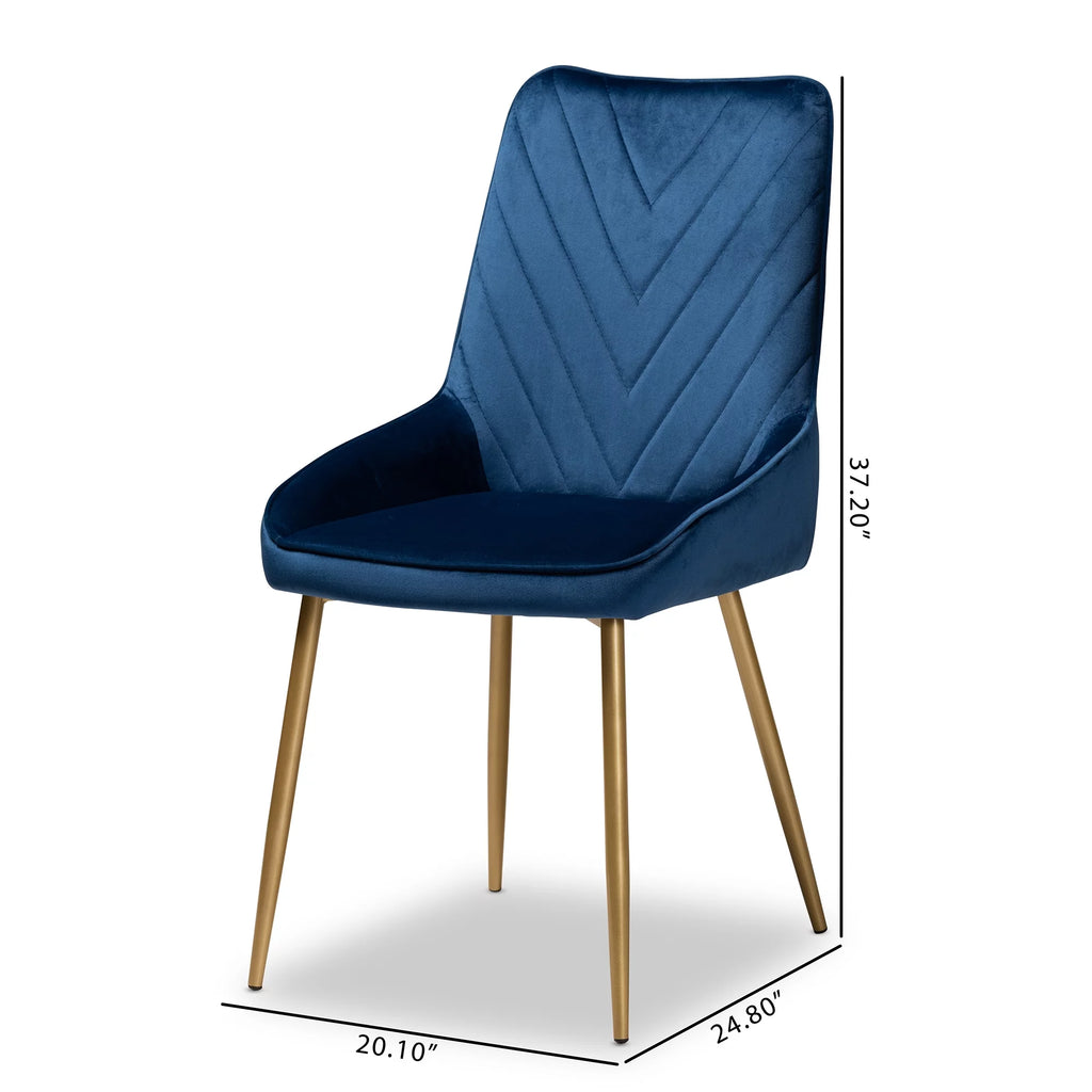 Navy Blue/Gold Dining Chair Set of 2 U9795
