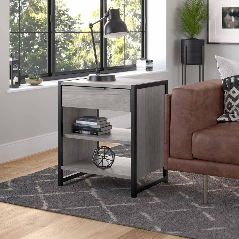 Small End Table with Drawer in Platinum Gray O74531