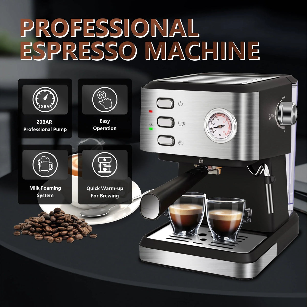 20 Bar Espresso Machine with Milk Frother S8393