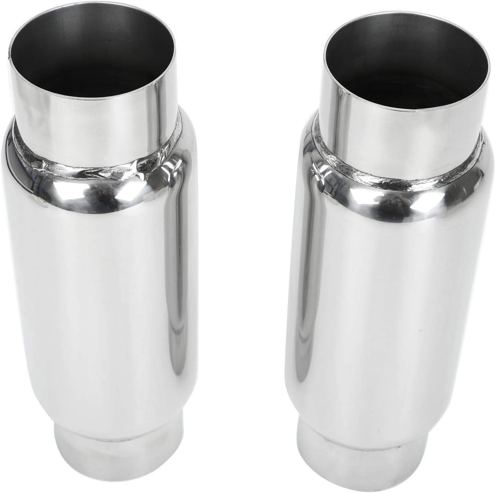 3" Inlet 3" Outlet Stainless Steel Exhaust Muffler Resonator, 12" Overall Length, Pack of 2 M665