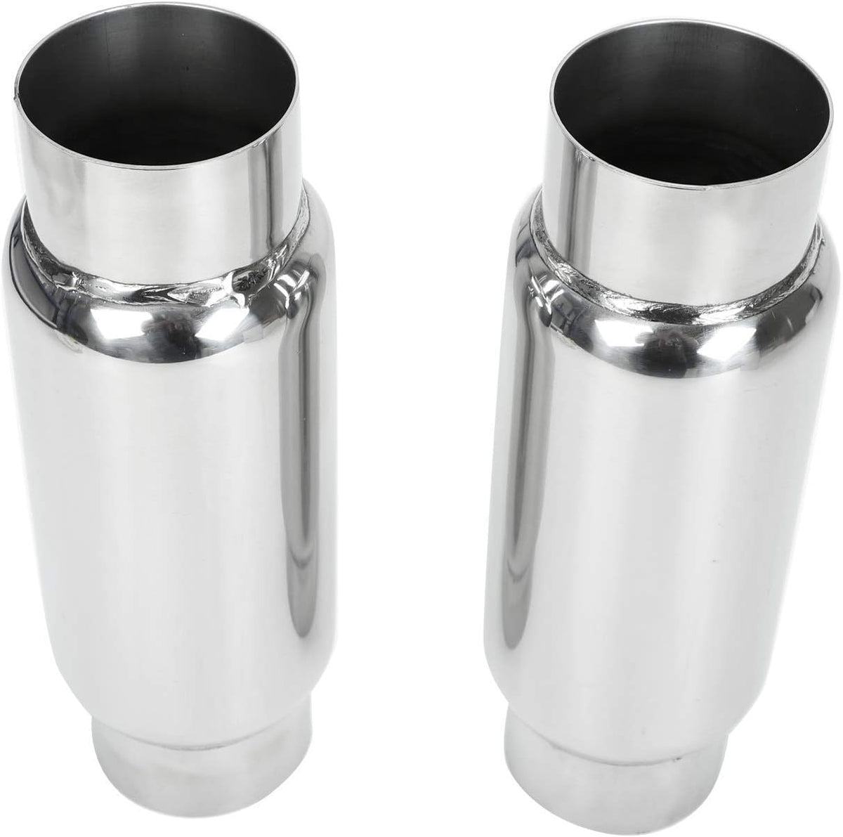 3" Inlet 3" Outlet Stainless Steel Exhaust Muffler Resonator, 12" Overall Length, Pack of 2 M665
