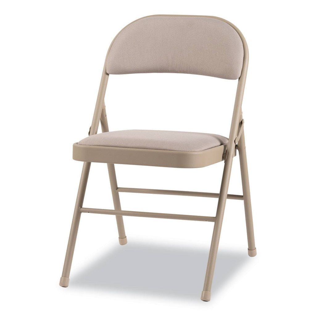 Steel Folding Chair with Fabric Back and Seat, Tan, 4/Carton C26008