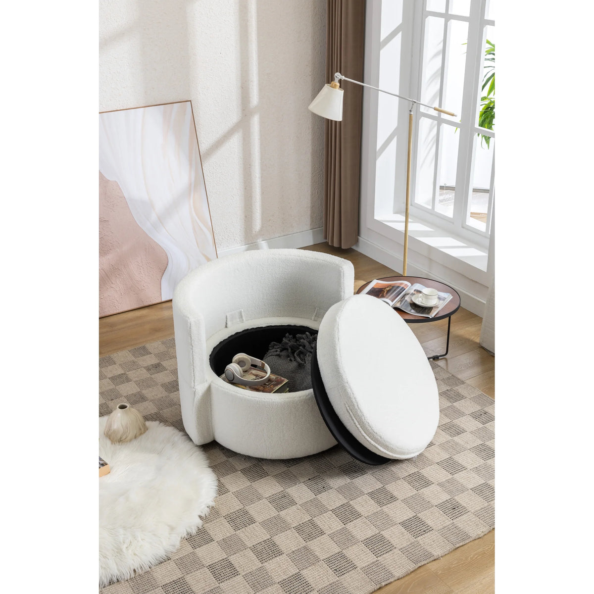 Ivory Swivel Storage Chair X737