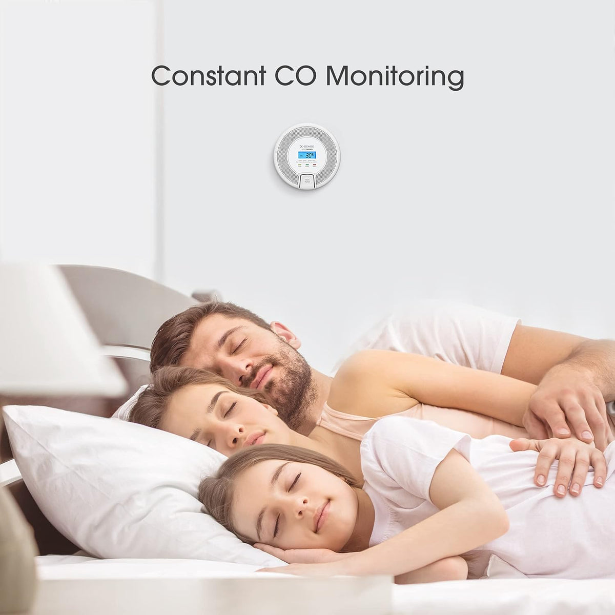 Wireless Interconnected Carbon Monoxide Detector, Replaceable Battery-Powered CO Alarm with Digital Display, Pack of 2 A147