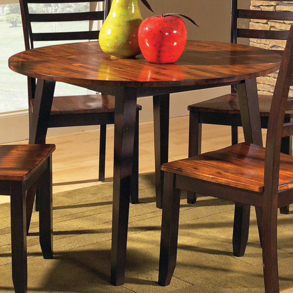 Double Drop Leaf Cherry Finish Wood Dining Table R455830
