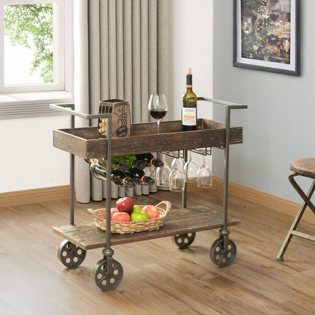 Black Industrial Farmhouse Bar Cart W376