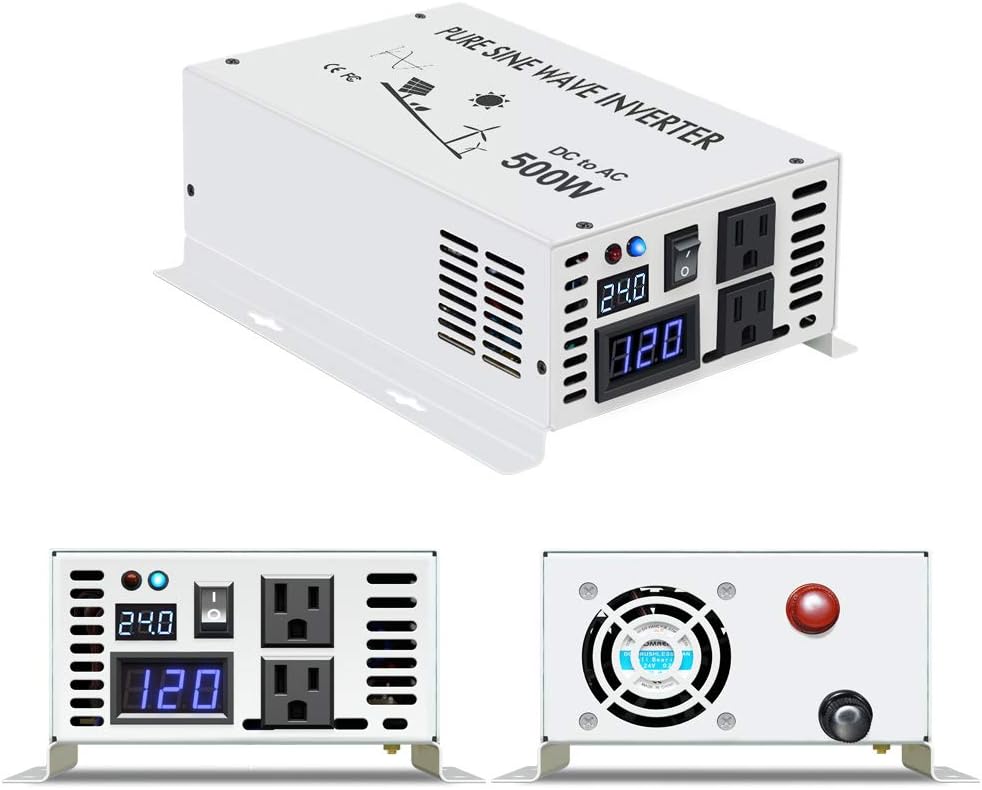 500w Pure Sine Wave Power Inverter 24v DC to 120v AC I137158