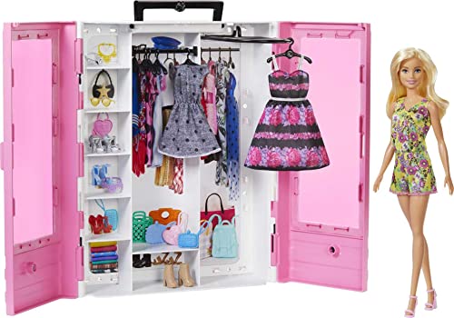 Blonde Fashion Doll & Pink Closet Playset with Clothes & 12 Accessories O7777