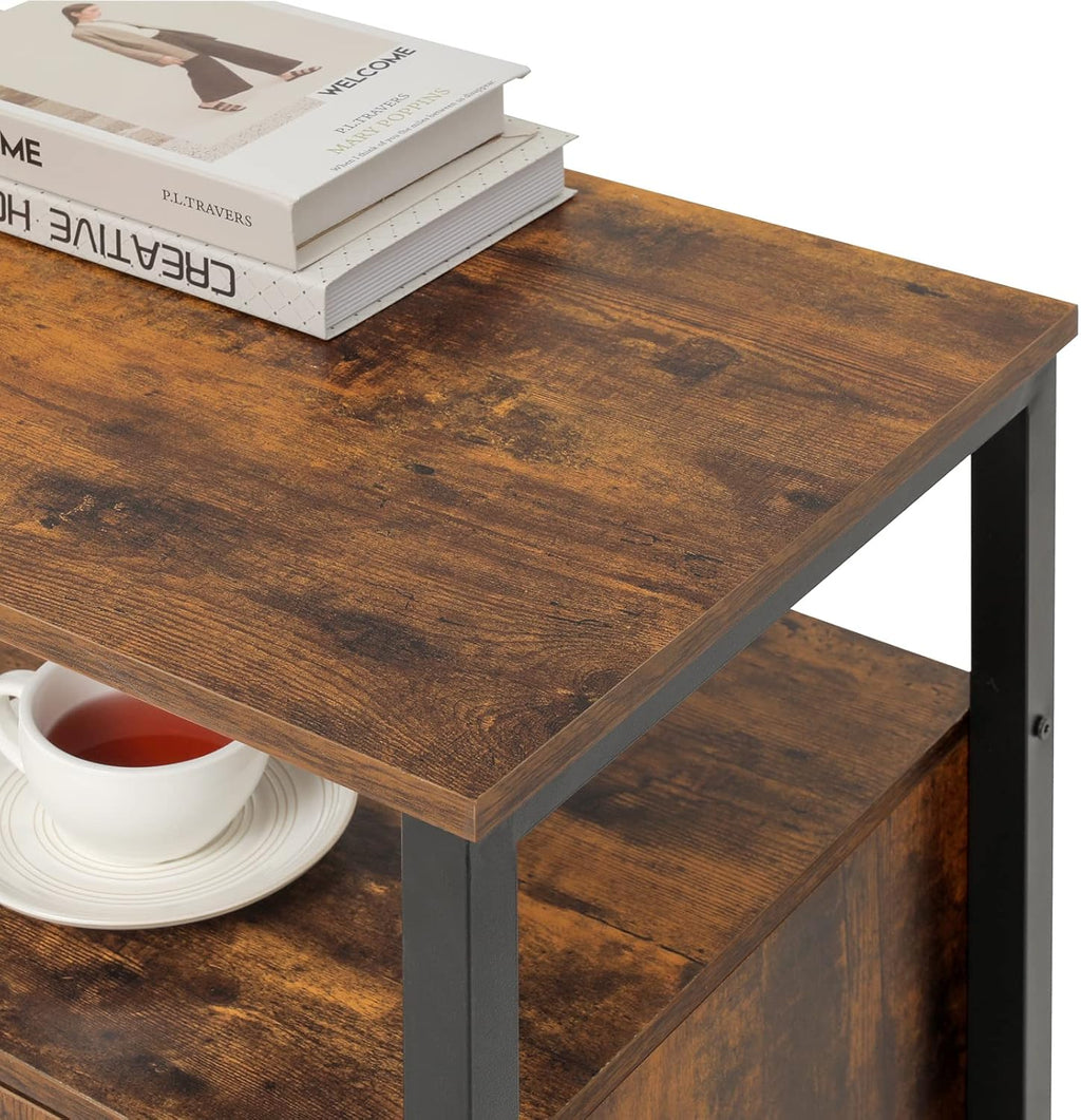 Rustic Brown TV Stand with Storage Shelves E834529