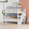 Twin Over Twin Bunk Bed with Storage Stairs and Guardrail, White W127440