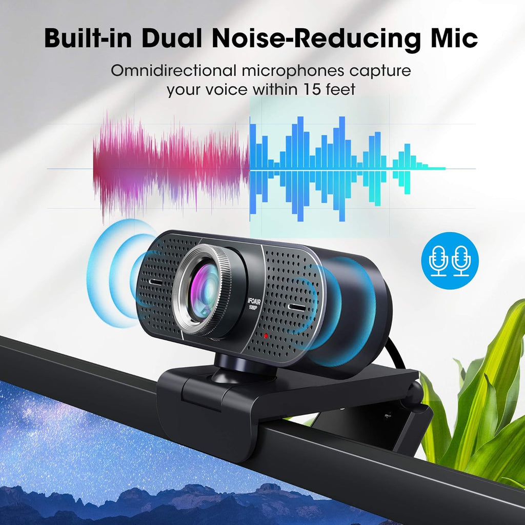 1080P Webcam with Microphone USB, 120° Wide View T765