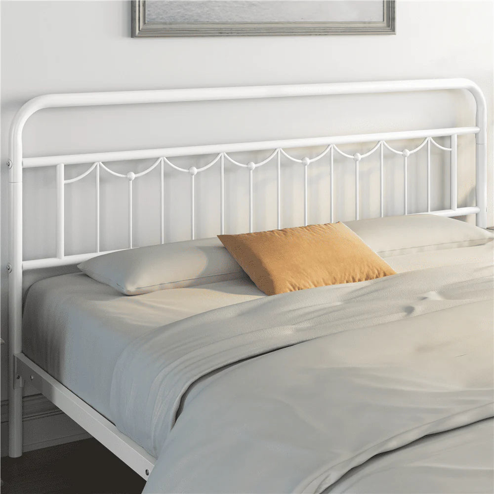 Queen Matte Black Metal Platform Bed Frame with Headboard and Footboard R32724