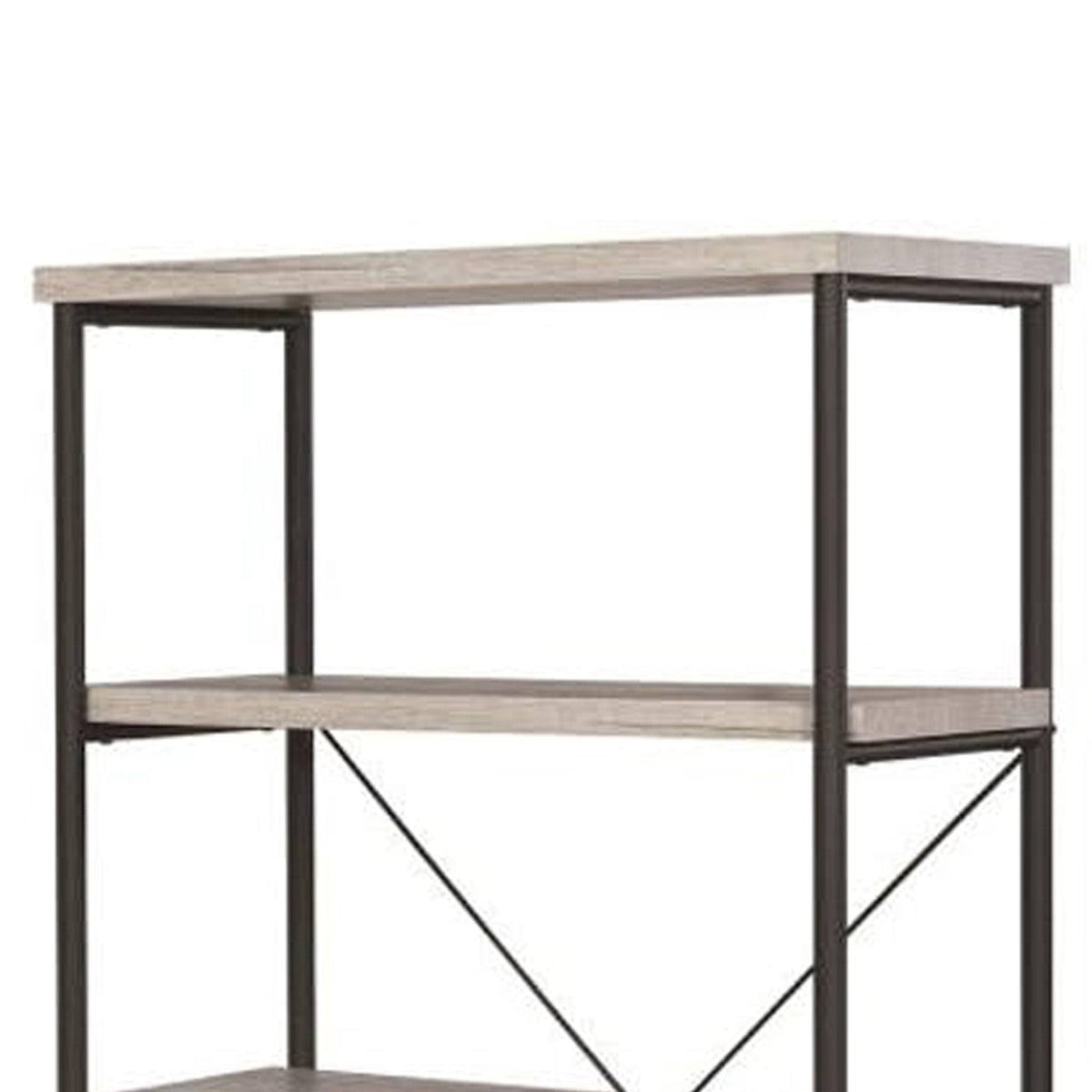 Gray Wood and Metal Open Bookcase U6053