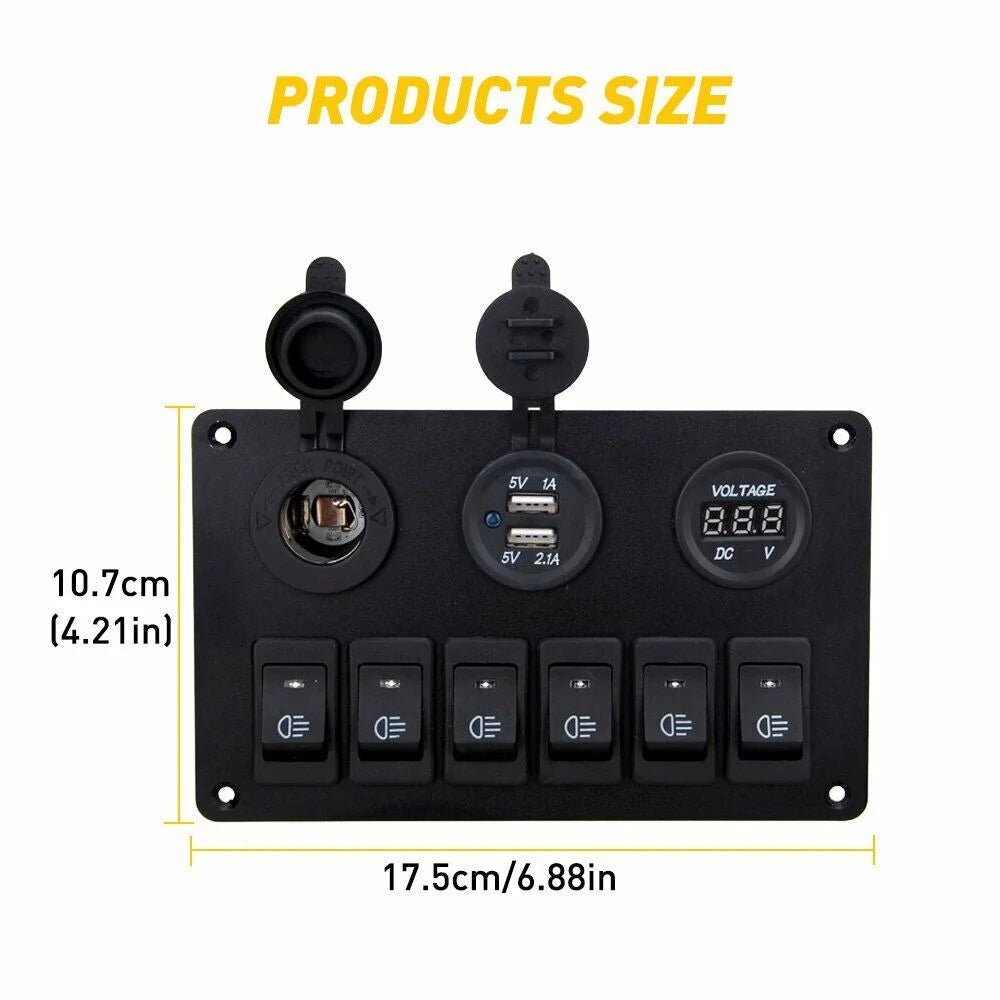 Blue LED Rocker Switch Panel Circuit Breaker Waterproof D437