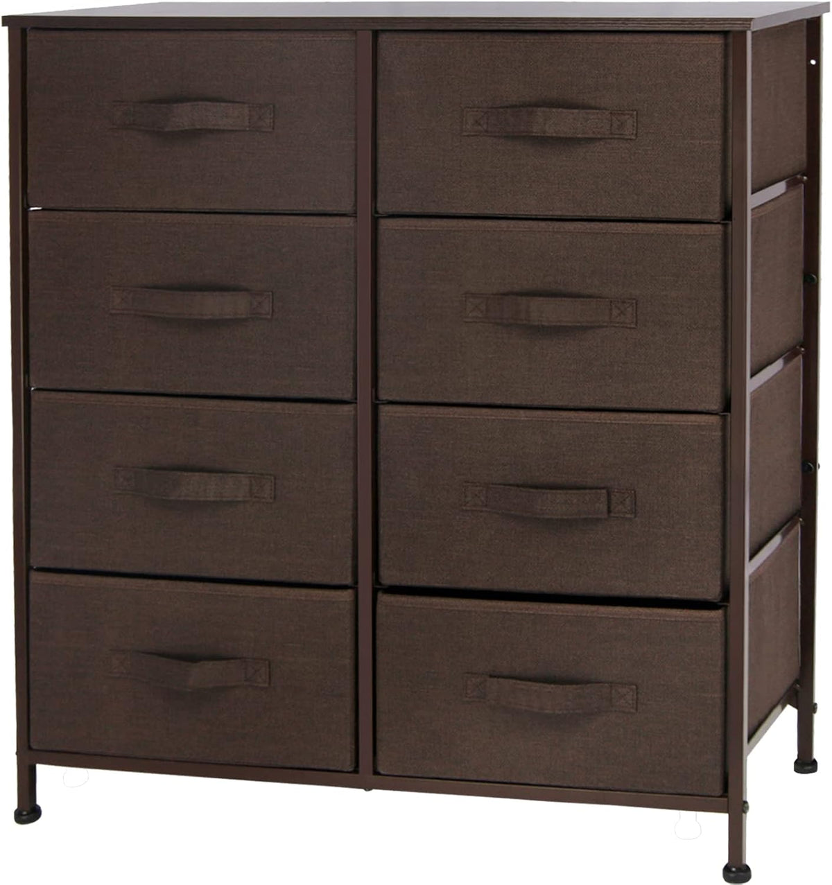 8 Drawer Tall Storage Tower with Fabric Bins, Dark Gray Q6535