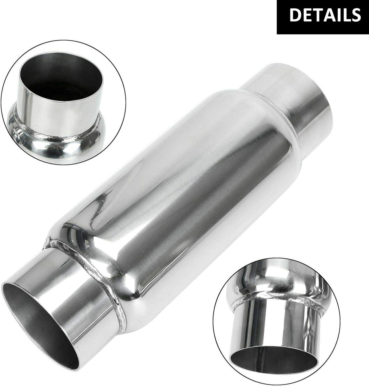 3" Inlet 3" Outlet Stainless Steel Exhaust Muffler Resonator, 12" Overall Length, Pack of 2 M665
