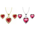 24k Yellow and White Gold 4Ct Ruby Necklace Set 18 inch X75348