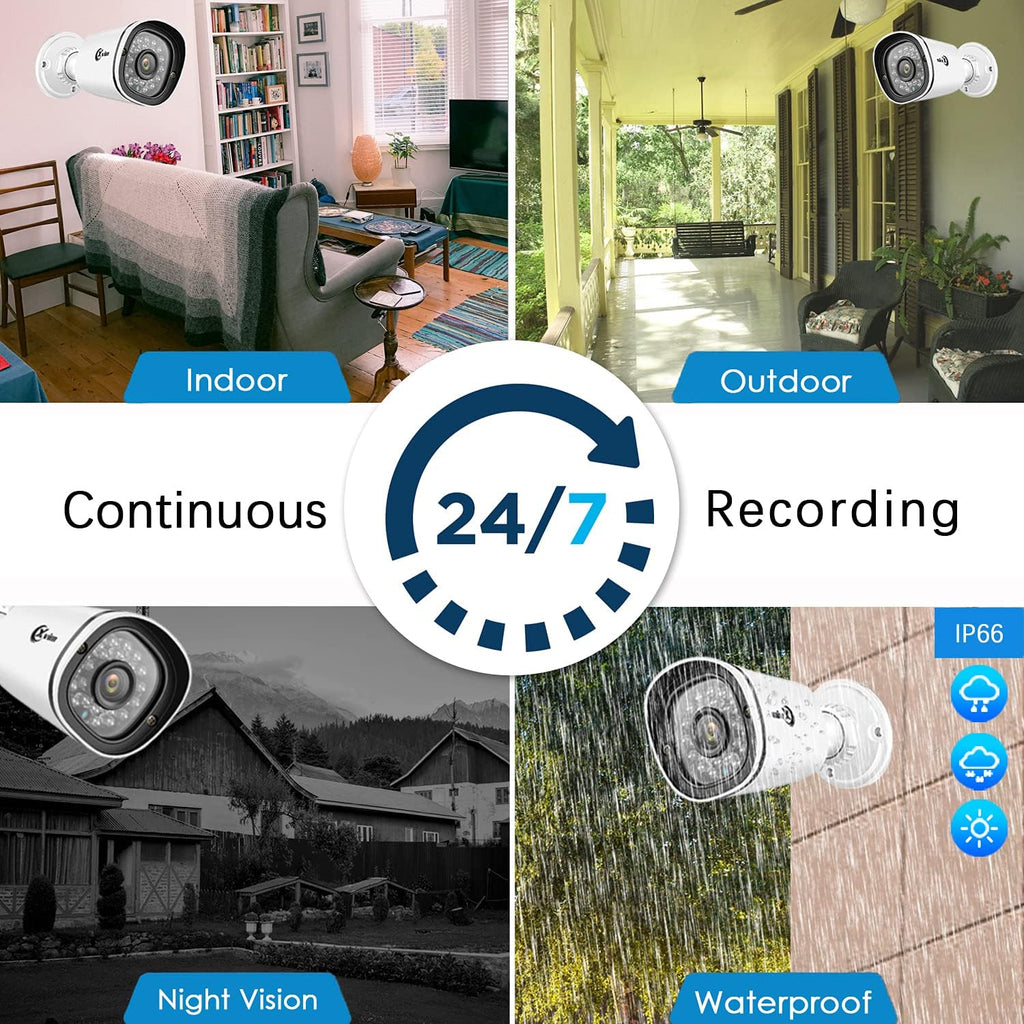 5MP POE Security Camera System with 8CH NVR and 3TB HDD H8047