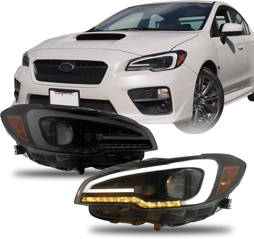 Black Smoked Projector Headlight with LED DRL and LED Sequential Signal U1440