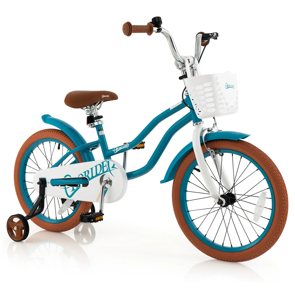 18'' Kids Bike with Training Wheel Kickstand Pink R5728