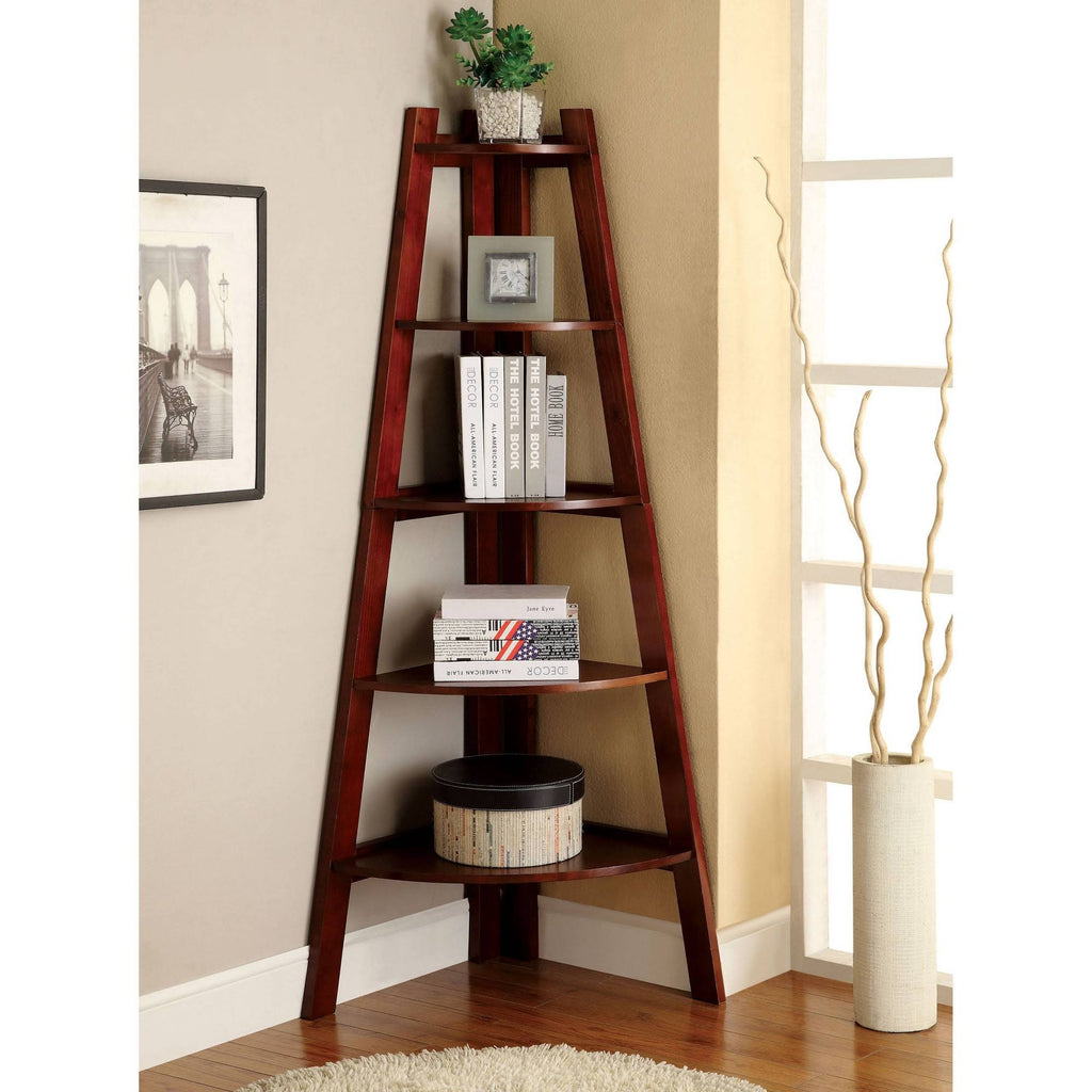 5 Shelf Corner Bookcase Cherry D9881