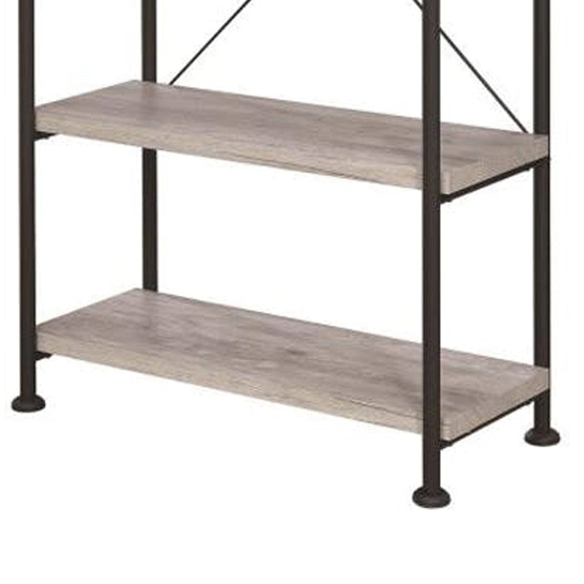 Gray Wood and Metal Open Bookcase U6053
