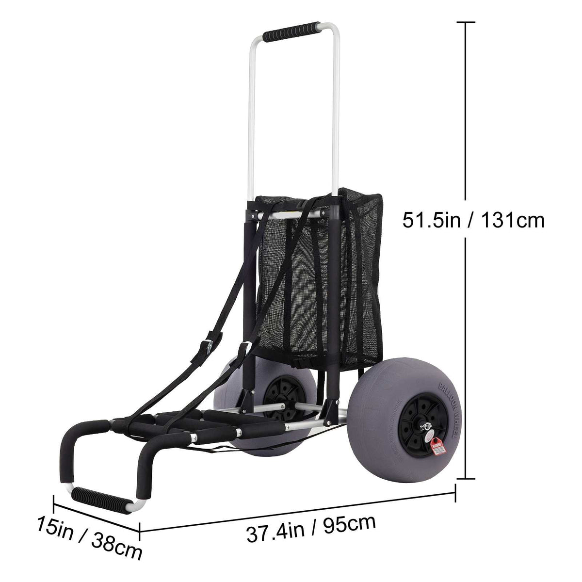 Beach Cart 165LBS Capacity Adjustable Handle 13" Balloon Wheels X84571