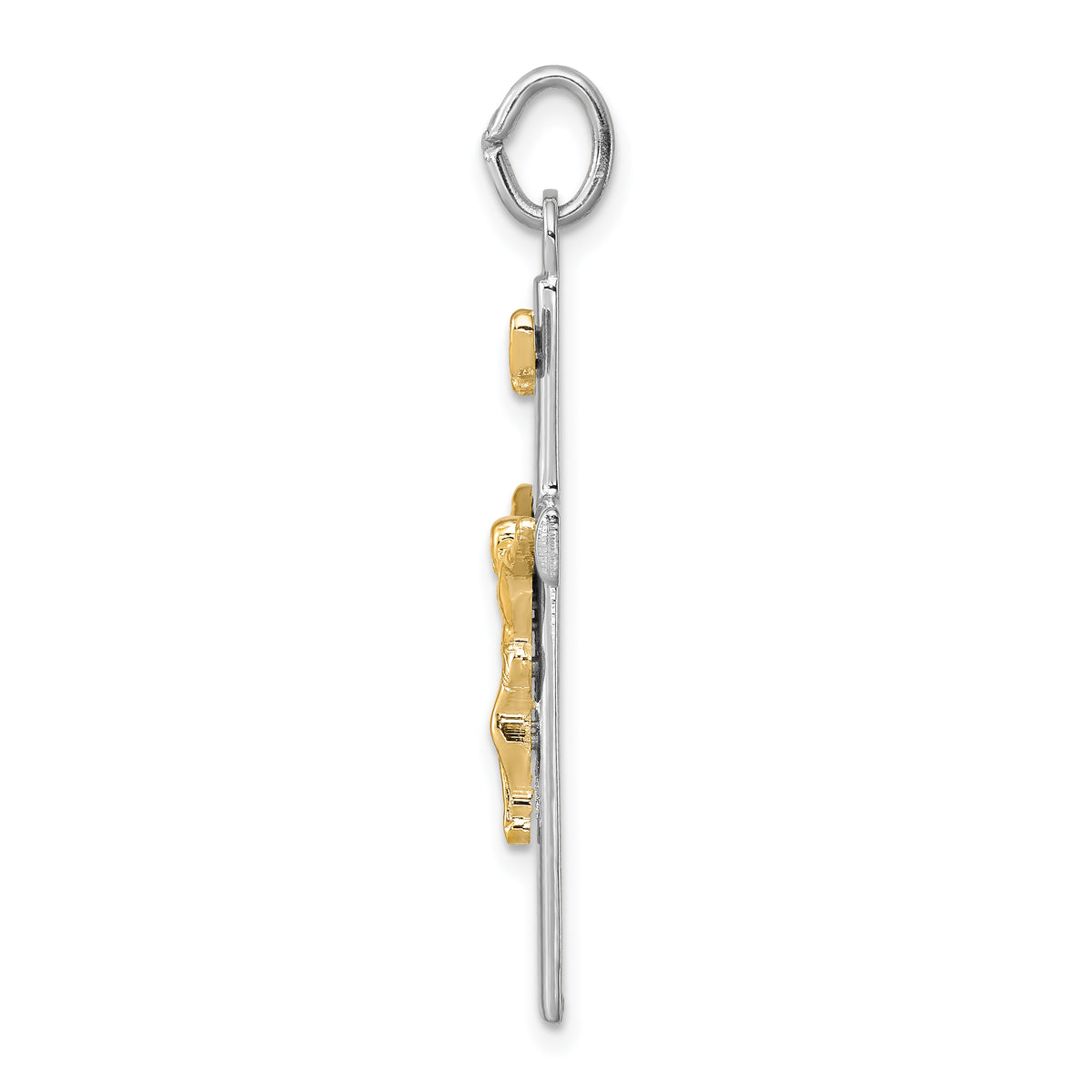 18K Gold Rhodium-Plated Sterling Silver Crucifix Charm Pendant with Sterling Silver Cable Chain Necklace 18'' D3882