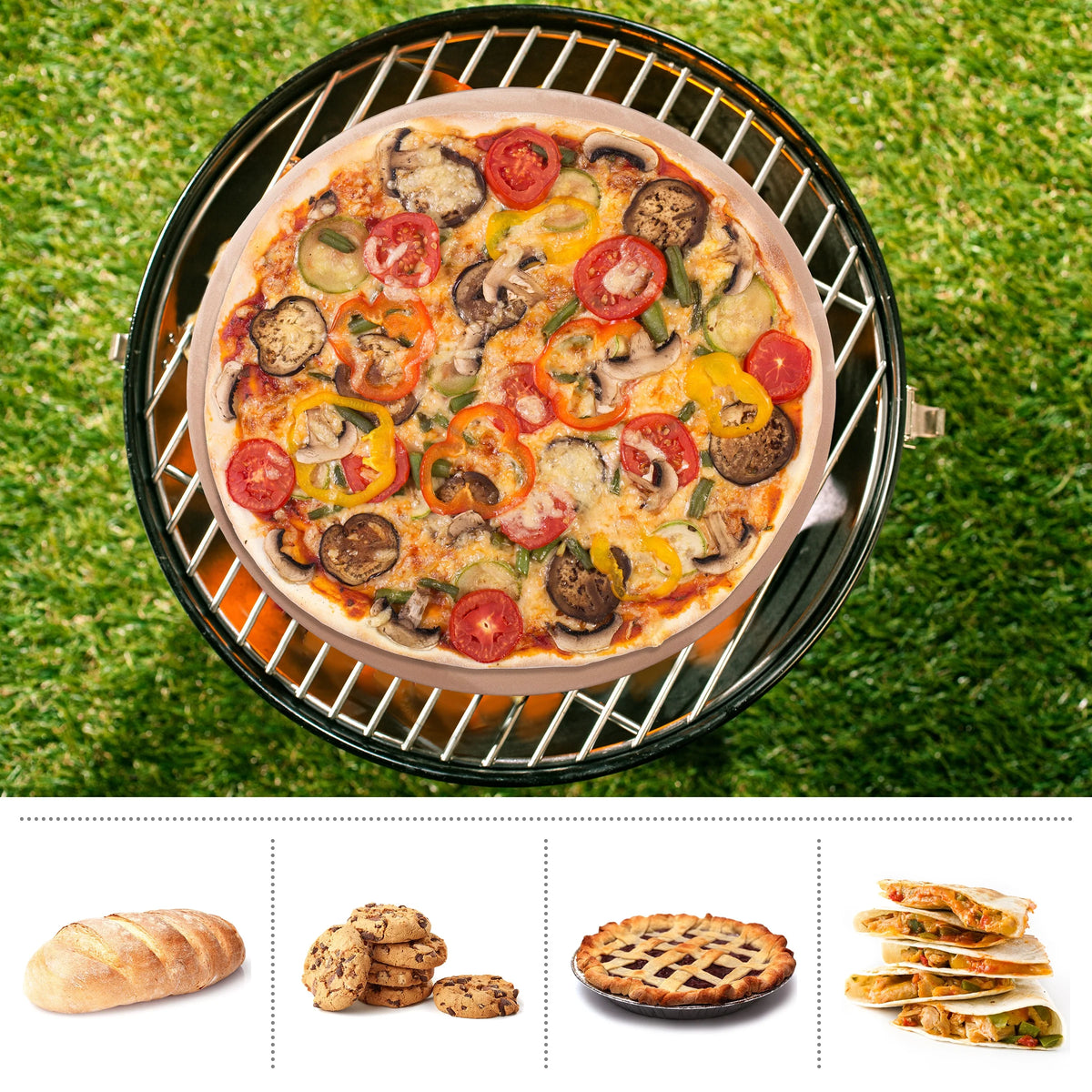 15-inch Pizza Stone with Pizza Cutter and Serving Rack C616664