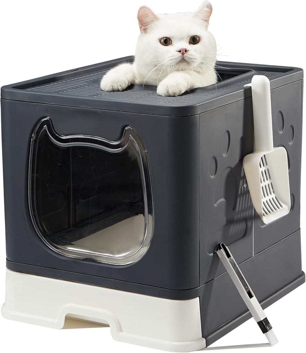 Black Covered Cat Litter Box with Lid I6235